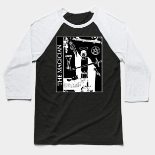 The Magician Tarot Card Black and White Baseball T-Shirt